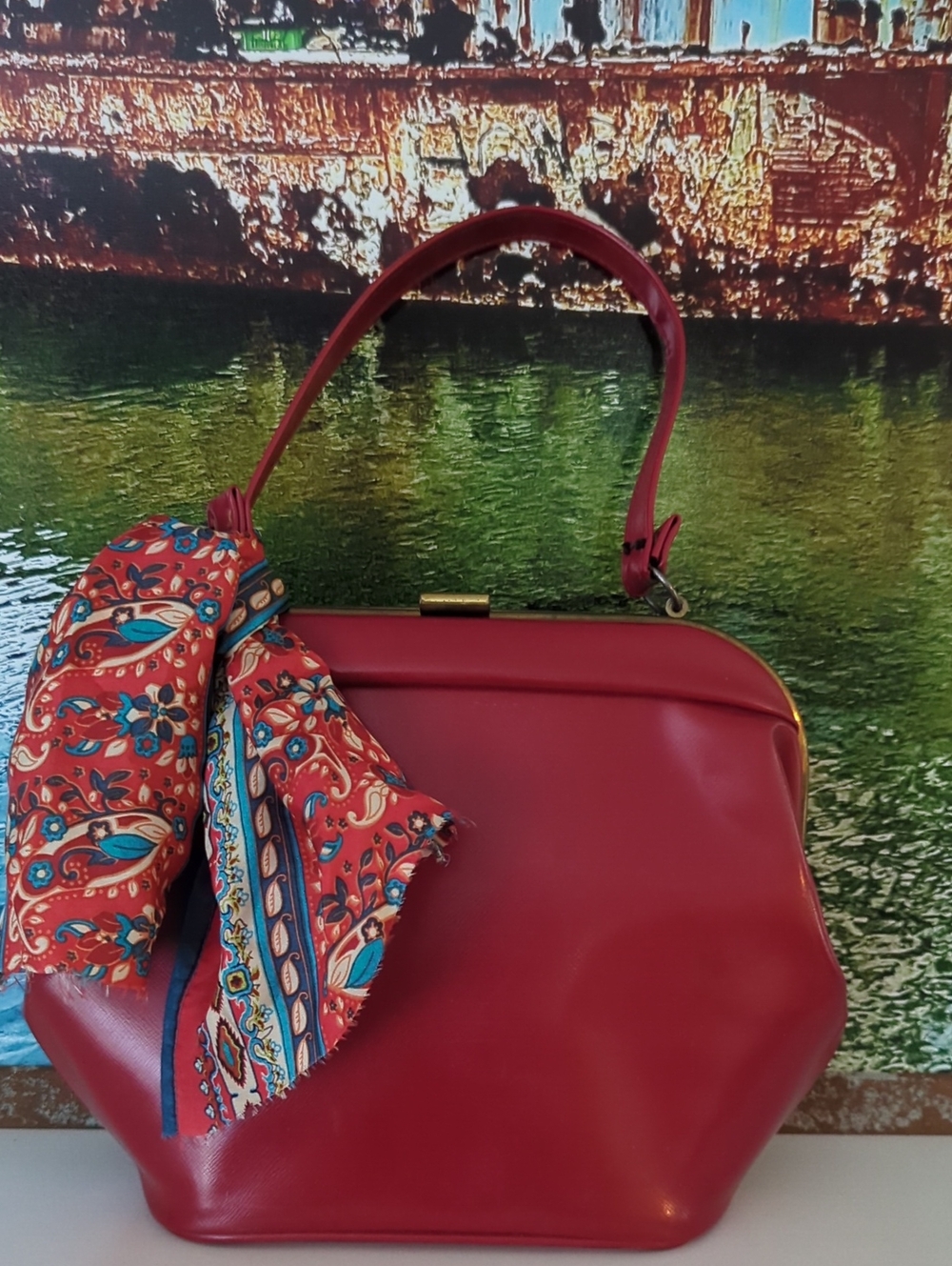 Vintage Dover Mid-Century Red Tote Bag